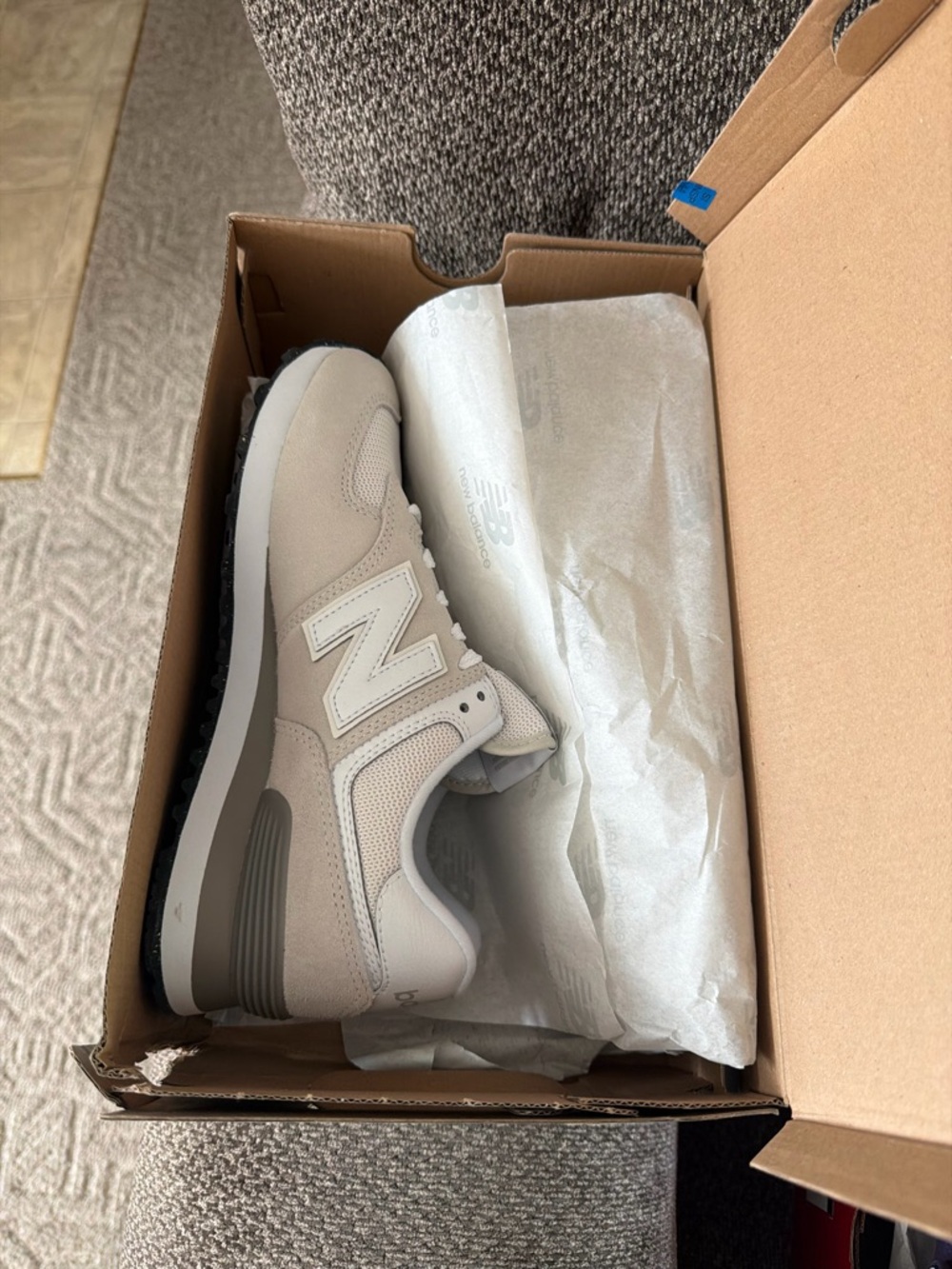 New Balance Women's Sneakers in Light Taupe and White